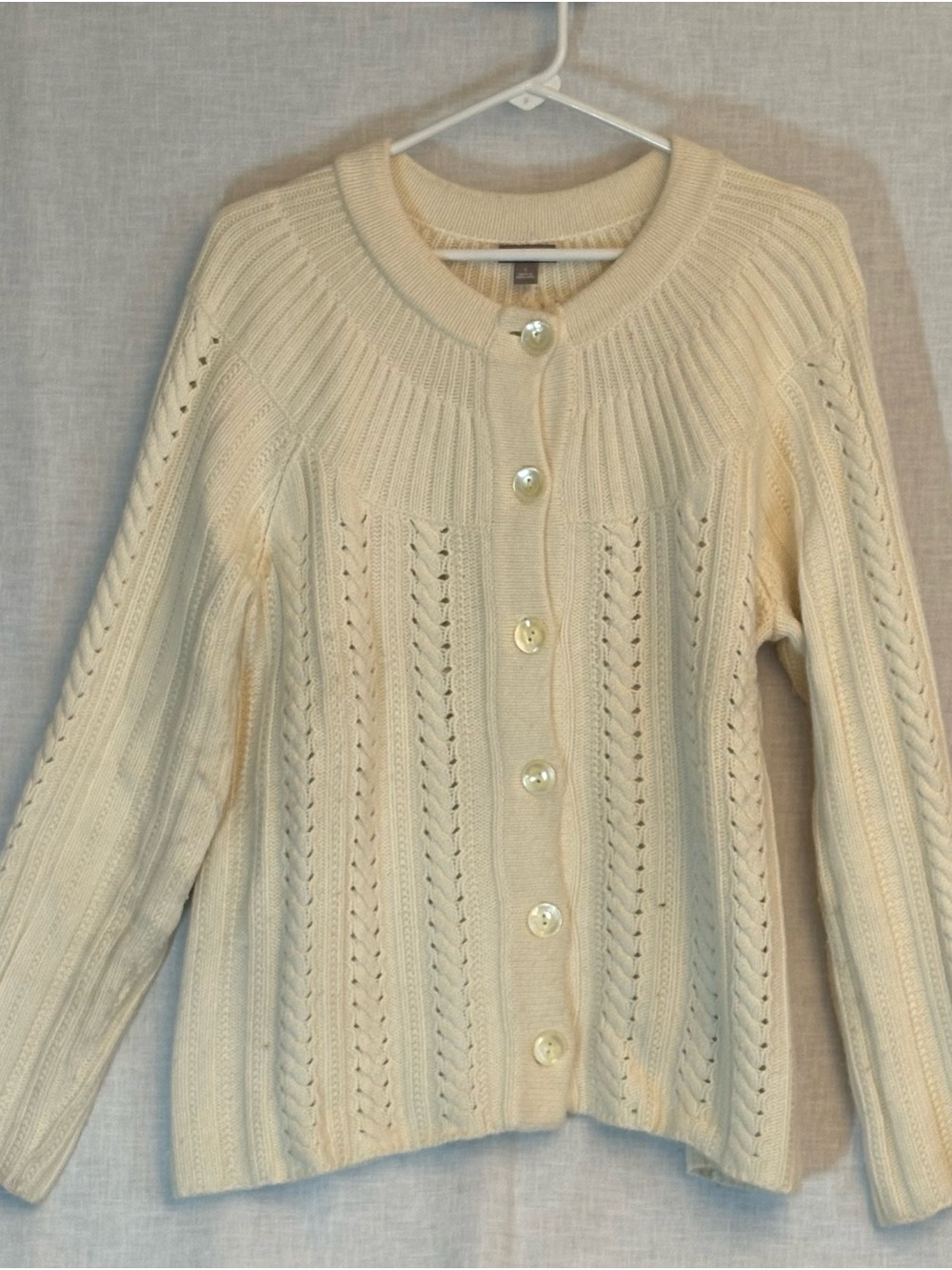 J. Jill Cream Openwork Button Cardigan